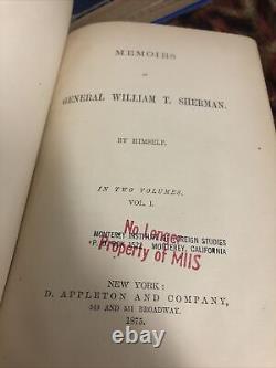 Memoirs of General W T Sherman 2 Volumes 1st Edition 1875 Complete With Map