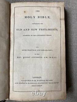 Nice! Antique 1834 Pre Civil War HOLY BIBLE Nice Leather Binding Maclean Ontario