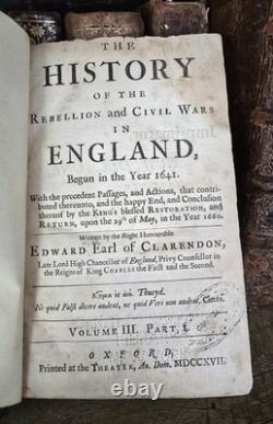 Old English Book 1717 The History of the Rebellion and Civil Wars in England