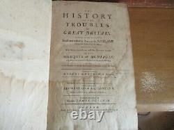 Old HISTORY OF THE TROUBLES OF GREAT BRITAIN Leather Book 1735 ENGLISH CIVIL WAR