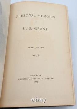 PERSONAL MEMOIRS OF U. S. GRANT 1885 Two Volumes Civil War Military Fine Binding