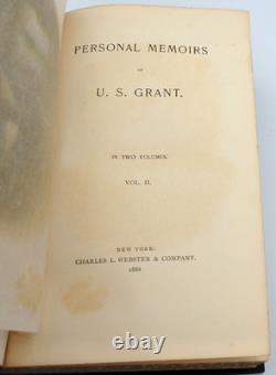 PERSONAL MEMOIRS OF U. S. GRANT 1885 Two Volumes Civil War Military Fine Binding