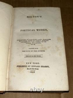 Pre Civil-War 1843 John Milton's Poetical Works By Edward Kearny Illustrated HC