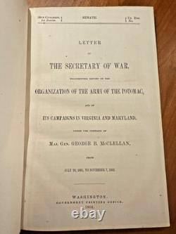 RARE 1864 Letter of the Secretary of War Transmitting Report McClellan Civil War