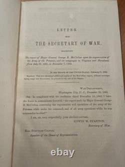 RARE 1864 Letter of the Secretary of War Transmitting Report McClellan Civil War