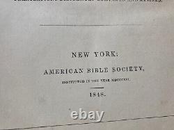 RARE! Antique 1848 Pre Civil War LARGE FAMILY HOLY BIBLE Perfect New York ABS