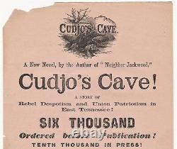 RARE Civil War Broadside 1864 Book Cudjo's Cave by John Townsend Trowbridge