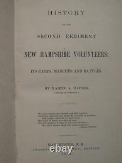 Second Regiment New Hampshire Volunteers 1865 First Edition CIVIL War In Mylar
