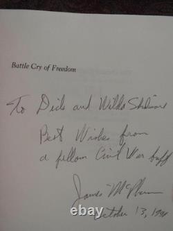 Signed Battle Cry Of Freedom Pulitzer Prize CIVIL War -dj In Brodart Cover
