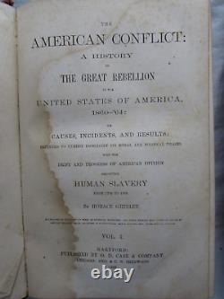 THE AMERICAN CONFLICT CIVIL WAR 2 VOL SET 1860 1866 Union CSA ARMY Greeley