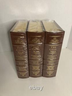 THE CIVIL WAR Easton Press Leather Book Set SHELBY FOOTE SIGNED Military -Sealed