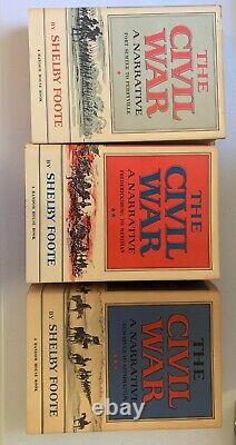 The Civil War A Narrative by Shelby Foote 3 Volumes 1958/63/74 1st Ed