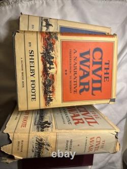 The Civil War by Shelby Foote, 3 Volume Hardcover Complete 1st Editions