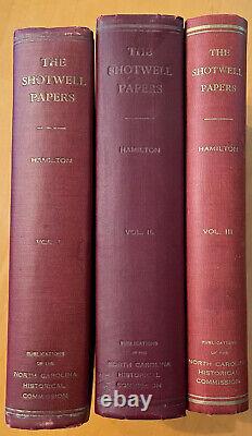 The Papers of RANDOLPH A. SHOTWELL VOLS 1-3 NC Archives & History CIVIL WAR RARE