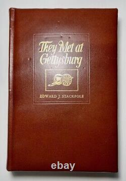 They Met at Gettysburg Edward Stackpole 1st Ed. Signed 1956 Leather Civil War