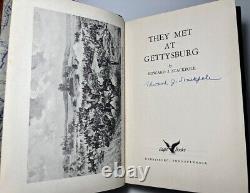 They Met at Gettysburg Edward Stackpole 1st Ed. Signed 1956 Leather Civil War
