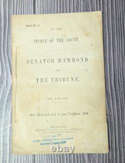 To the People of the South Senator Hammond 1860 rare slavery Civil War tract