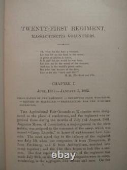 Twenty-first Regiment Massachusetts Volunteers 1882 First Edition CIVIL War