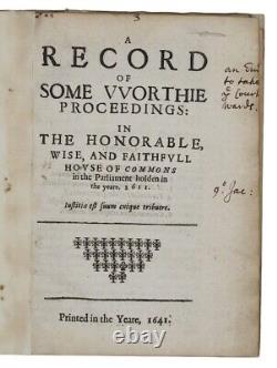 1641 PARLEMENT BÉNI - Plaintes du gouvernement contre la Couronne - Guerre civile anglaise