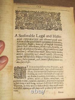 1655 Libertés, franchises, droits et lois des libres anglais par Prynne Guerre CIVILE