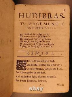 1684 1er Éd Hudibras Anglais CIVIL War Political Satire Poésie Samuel Butler
