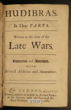 1689 Hudibras Guerre Civile Anglaise Samuel Butler Satire Politique Poésie