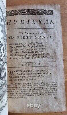 1739 / SAMUEL BUTLER HUDIBRAS en Trois Parties / Guerre Civile Anglaise / Puritanisme