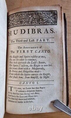 1739 / SAMUEL BUTLER HUDIBRAS en Trois Parties / Guerre Civile Anglaise / Puritanisme