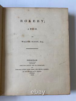 1813 Première Édition Sir Walter Scott Rokeby Poésie En Cuir Guerre Civile