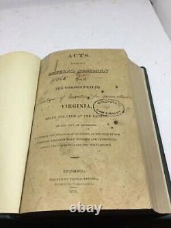 1818-19 Actes De L'assemblée Générale Virginia Esclavagisme Droit Antérieur À La Guerre Civile