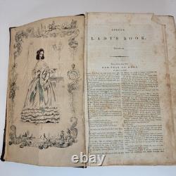 1840 Godey's Lady's Book Livre ancien relié mode pré-guerre de Sécession