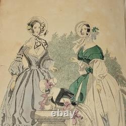 1840 Godey's Lady's Book Livre ancien relié mode pré-guerre de Sécession