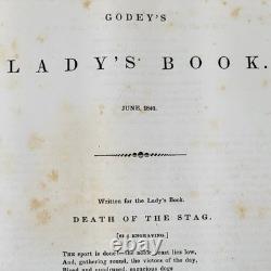 1840 Godey's Lady's Book Livre ancien relié mode pré-guerre de Sécession