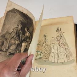 1840 Godey's Lady's Book Livre ancien relié mode pré-guerre de Sécession