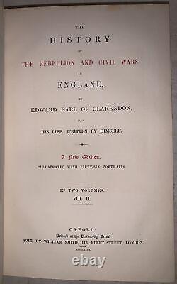 1843, Histoire de la Rébellion et de la Guerre Civile en Angleterre, Clarendon, 2 Tomes, Cuir