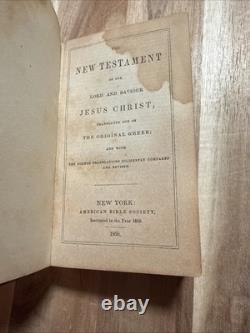 1850 Nouveau Testament Société biblique américaine d’avant la guerre de Sécession antique ancien