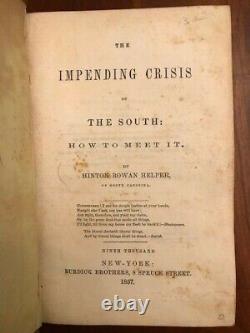 1857 Crise Imminente Du Sud, Hinton Rowan Helper, Guerre Pré-civil Du Sud