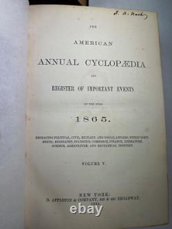 1861-1865 L'Annuaire Américain Cyclopédique Registre des Événements Importants Guerre Civile