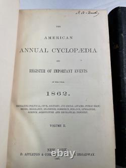 1861-1865 L'Annuaire Américain Cyclopédique Registre des Événements Importants Guerre Civile