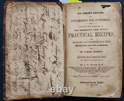 1861 livre de cuisine antique de guerre civile RECETTES SALOON BIÈRE VIN médecine CUISSON AGRICULTURE