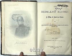 1862 Registre de la rébellion Moore Guerre civile américaine Illustré Deuxième Volume II 1er