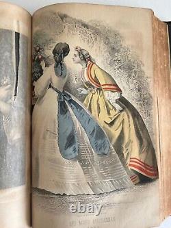 1863 PETERSON'S MAGAZINE Mode de la Guerre Civile, Planches en couleur, illustrations d'antiquités