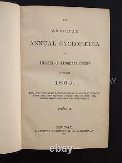 1863 antique US CYCLOPEDIA histoire GUERRE CIVILE CARTES SCIENCE LITTÉRATURE MILITAIRE