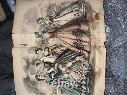 1864 Godey's Lady's Book n°69 Juillet-Décembre avec plaques de mode colorées à la main Guerre civile