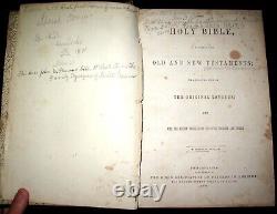 1864 Holy Bibliothèque Quaker Family Beaver Union Co Pa Shiveley Antique Livre De Guerre Civile