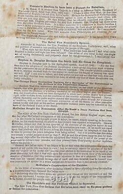 1864 La grande rébellion des propriétaires d'esclaves ! Guerre civile rare Abraham Lincoln Copperhead