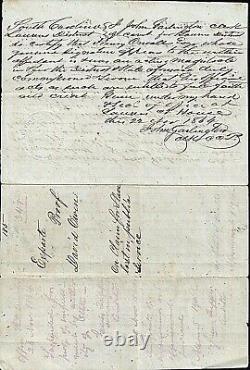 1864 Réclamation D'esclaves Service Public Perdu David Owen A Signé La Guerre De Caroline Du Sud CIVIL