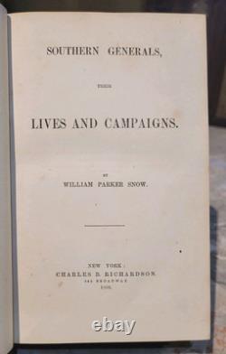 1866 Guerre Civile Généraux du Sud Leur Vie et Campagnes William Snow - Relié