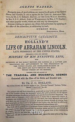 1866 VIE D'ABRAHAM LINCOLN par Holland 1ère édition/1ère édition GUERRE CIVILE UNION MAJOR PROVENANCE