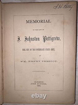 1870, Mémorial De J Johnston Pettigrew, Général Confédéré, Guerre Civil, Avec CDV
